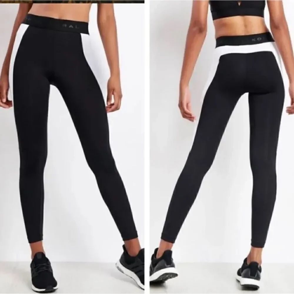 Koral Blunt Mid Rise Leggings Black White Size XS
